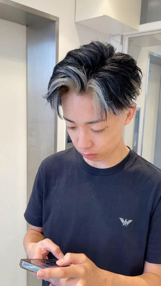 カラー メンズ 都立大学メンズパーマ フェザー/大丸優希のヘアスタイル