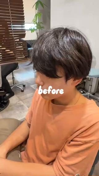 横と後ろを刈り上げて、全体を整えるだけで、ここまで変わります。スタイリングでパーマ感を出してパーマもした気分になれます