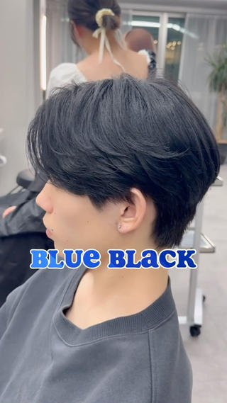 ブルーブラック/ブルー/ブリーチ/メンズカット/メンズヘア/men's/メンズヘアメイク/センターパート/メンズパーマ/ニュアンスパーマ/カルマパーマ/ダウンパーマ/韓国ヘア/韓国スタイル/韓国ヘアメイク/韓国メイク/前下がりセンターパート/学割/福岡美容室/天神美容 