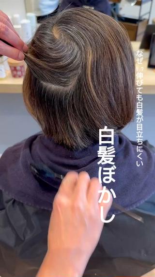 ショート 白髪ぼかしハイライト 💫ミネ ヒロシのヘアスタイル