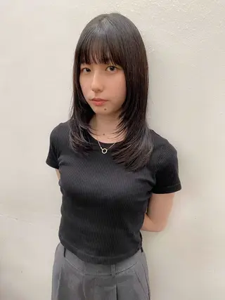 セミロング カラー 似合わせレイヤー/ ケアパーマ/高倉のヘアスタイル