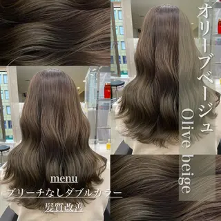 セミロング カラー 抜け感レイヤー︴ ニュアンスカラーのヘアスタイル