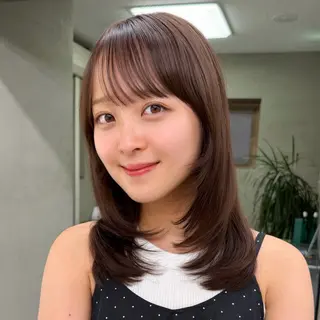 ミディアム カラー レイヤー🐑髪質改善 顔周りカット/みきとのヘアスタイル