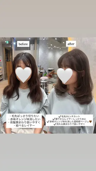 セミロング ‎🤍透明感×ツヤ髪 / Saki‎🤍のヘアスタイル