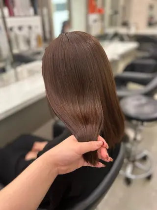 セミロング カラー パーマ ヘアアレンジ メンズ キッズ ブリーチなしカラー/ ブラウン/レイヤーのヘアスタイル
