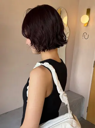 ミディアム パーマ レイヤーカット/ ハイトーン/mikiのヘアスタイル