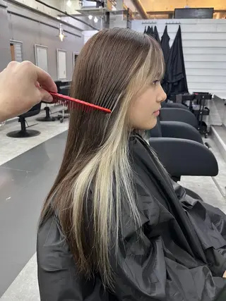 セミロング カラー ブリーチ有無Wカラー メンズパーマ大成のヘアスタイル