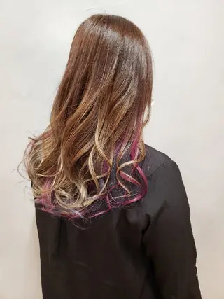 カラー セミロング ダブルカラーモデル☆ SHUNYAのヘアスタイル