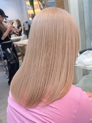 ミディアム カラー ハッシュカット&艶々 ハイトーン/ミワのヘアスタイル