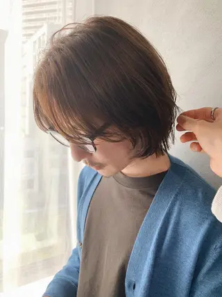 ミディアム カラー パーマ ボブパーマコテ巻き風 パーマNo1深江秀平のヘアスタイル
