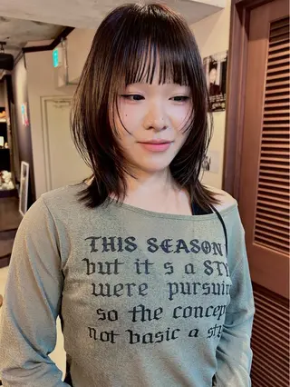 ミディアム カラー ヘアアレンジ Masaki レイヤーカットのヘアスタイル