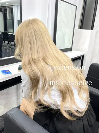 ロング カラー エクステ🩵ブリーチ 韓国ヘア🩵KAEのヘアスタイル