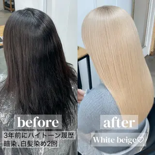 ミディアム カラー 💍ダメージ最小限 ブリーチ/ちさと💍のヘアスタイル