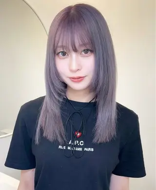 ミディアム カラー 透け感ベージュ🤎 韓国ヘアtakutoのヘアスタイル