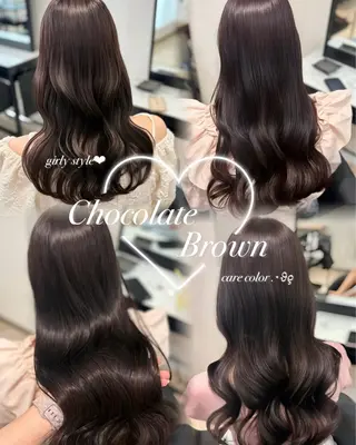 ロング カラー 𝒎𝒐𝒆🩰 名駅/ヘアメ/暖色♡のヘアスタイル