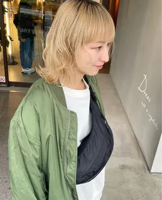 ミディアム カラー ハイトーンカラー♡ yuのヘアスタイル