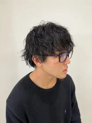 パーマ メンズ ニュアンスパーマ/ フェザー/マッシュのヘアスタイル