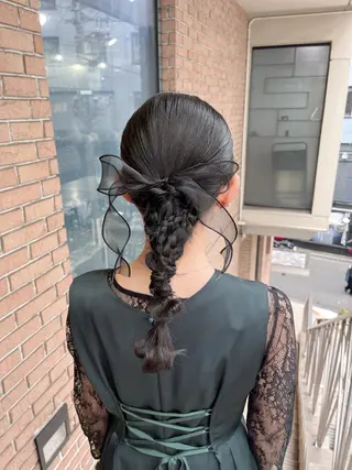 セミロング ヘアアレンジ ピンク系カラー💗 ヘアセット特化のヘアスタイル