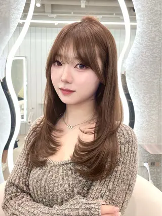 セミロング カラー 縮毛矯正ブリーチなし 🍒❤ゆうきのヘアスタイル