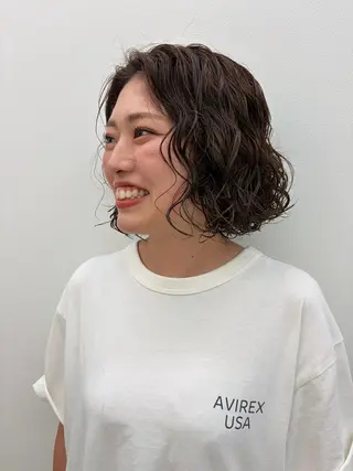 ミディアム パーマ 後藤 陽花子のヘアスタイル