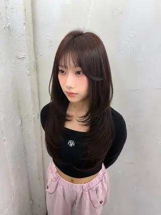 ロング 𝙃𝘼𝙍𝙐🎀 韓国×エクステのヘアスタイル