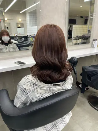 ミディアム カラー パーマ ヘアアレンジ メンズ キッズ ネイル マツエク・マツパ アイブロウ 🦋縮毛/韓国レイヤ ー/透明感カラー🦋のヘアスタイル
