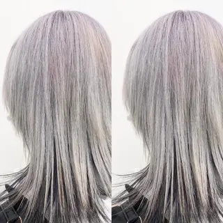 カラー 韓国ヘア レイヤーカットのヘアスタイル