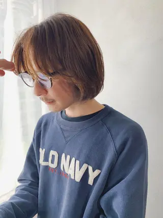 ミディアム カラー パーマ メンズ ボブパーマコテ巻き風 パーマNo1深江秀平のヘアスタイル