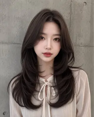 セミロング カラー ヘアアレンジ 🌫️大人韓国ヘア 🌫️naoyaのヘアスタイル