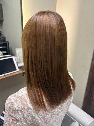 ミディアム 髪質改善カラー&TR 縮毛矯正/弱酸性矯正のヘアスタイル