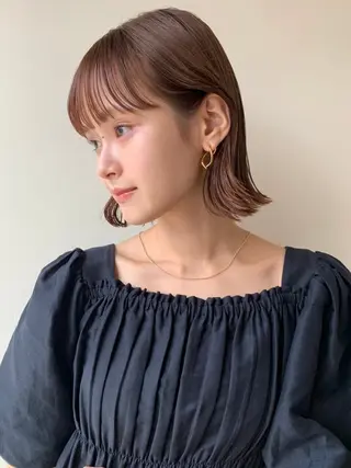 ショート 曲がる縮毛矯正 バレイヤージュ森田のヘアスタイル