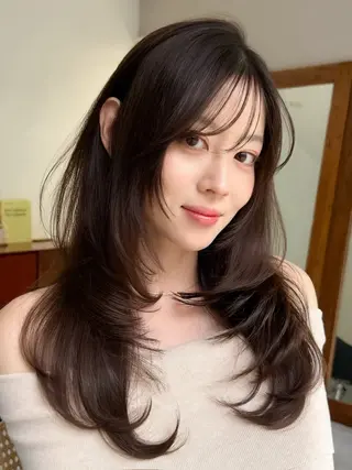 ロング カラー ヘアアレンジ 立川レイヤー 透明感カラーaoiのヘアスタイル