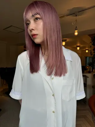 カラー ブリーチカラー🎀 韓国風/寺門美優のヘアスタイル