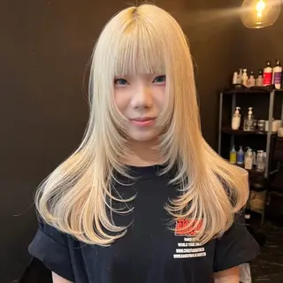ロング カラー ミルクティーブラウン 名古屋/フウトのヘアスタイル