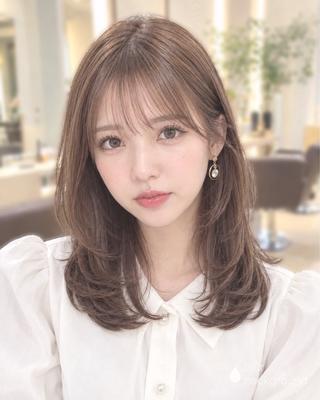 ミディアム カラー 髪質改善×レイヤー カット 大西のヘアスタイル
