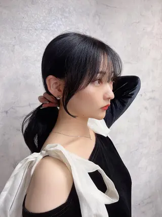 セミロング カラー ヘアアレンジ 韓国レイヤー/ 顔周り💕田中将吾のヘアスタイル