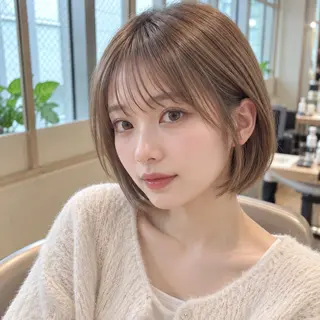 ショート カラー 顔周りレイヤー/透明 感カラー/難波雄雅のヘアスタイル