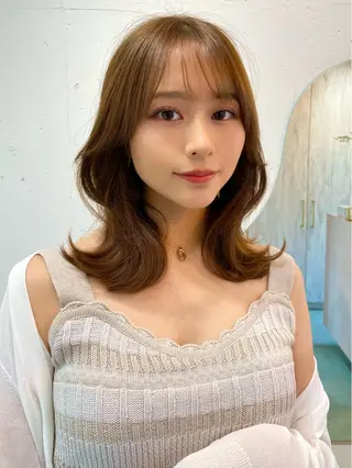 ミディアム カラー 上品ヘア🤍顔周り/ レイヤー✨/林遼一郎のヘアスタイル