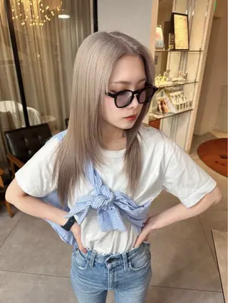 ロング カラー も も えのヘアスタイル