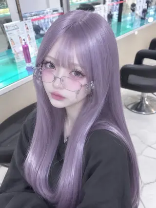セミロング カラー ヘアアレンジ 🫧モテる💗ダメー ジレスハイトーン🫧のヘアスタイル