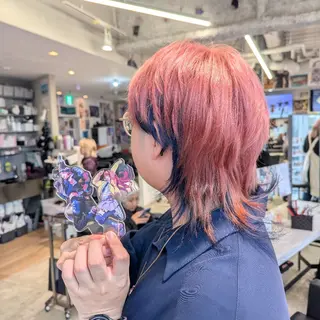 カラー ミディアム 推しカラー🦉にじさ んじカラー🌈🕒✨のヘアスタイル