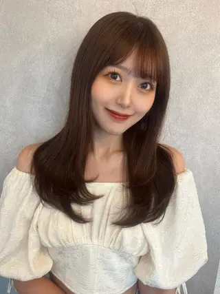 ロング 暖色カラー/新宿/韓 国風レイヤー鮫島志穂のヘアスタイル