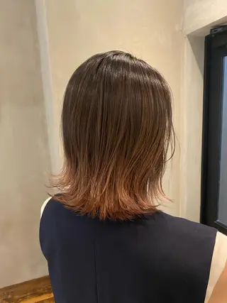 セミロング 新宿/顔周りカット +レイヤー＝しずく♩のヘアスタイル