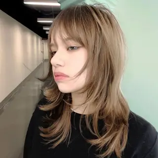 セミロング レイヤー/ベージュ mikuのヘアスタイル