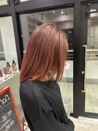 セミロング カラー 髪質改善×ハイトーン レイヤー天神美容室のヘアスタイル