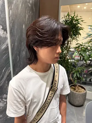 セミロング パーマ メンズ 💈原宿指名No.1 センターパート💈のヘアスタイル