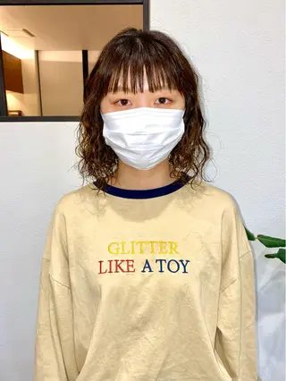 ミディアム パーマ ショート& パーマ　坂本のヘアスタイル