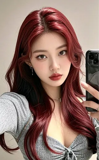 ロング カラー 🍒韓国y2k暖色 NO.1🍒REAのヘアスタイル
