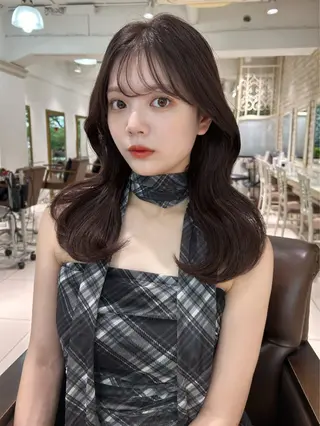 ミディアム カラー 🤎韓国ヘア ベージュ まゆか🤎のヘアスタイル