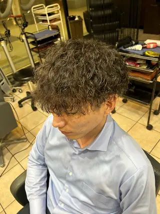 ミディアム パーマ メンズ 大阪/梅田/シャドウ パーマ/ノボリユウタのヘアスタイル